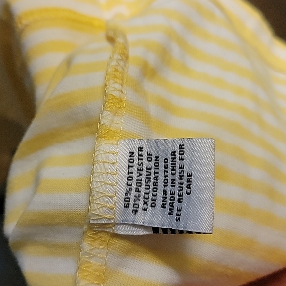 PXL Yellow and White Striped 3/4 Flared Sleeve with Embroidered Detail - Picture 7 of 7